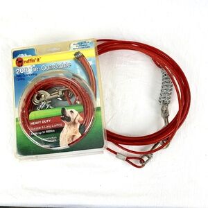2 Ruffin' It Heavy Duty 20 ft Cable Tie Out for up to 100 lb Dog 40ft Total